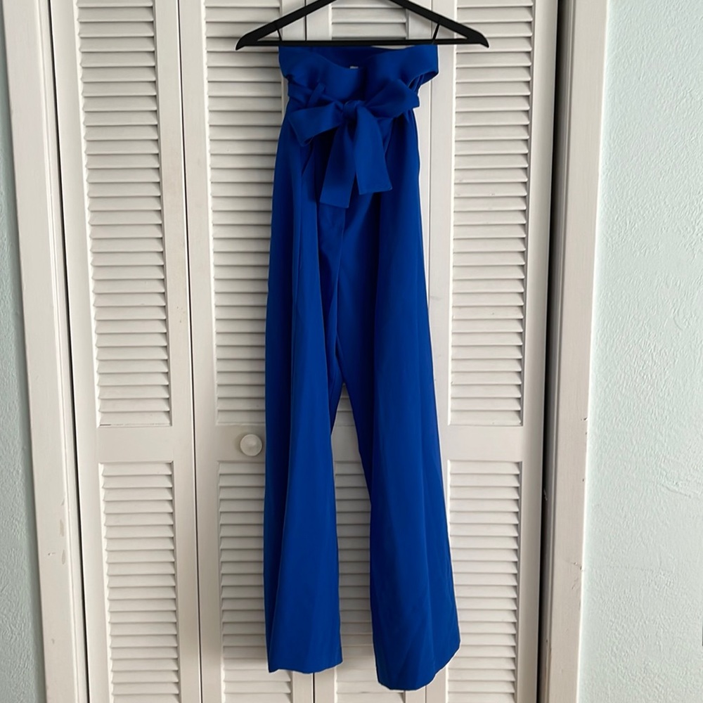 Julia Allert Blue High Tie Waist Pants (via Wolf and Badger)